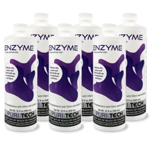 Puri Tech Spa Enzyme Clarifier (6 Pack, 32oz) - Prevents Scum Lines and Filter Buildup in Spas