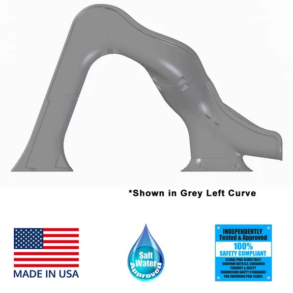Global Pool Products Deck Mounted Inground Swimming Pool Water Slide Left Curve, Sand