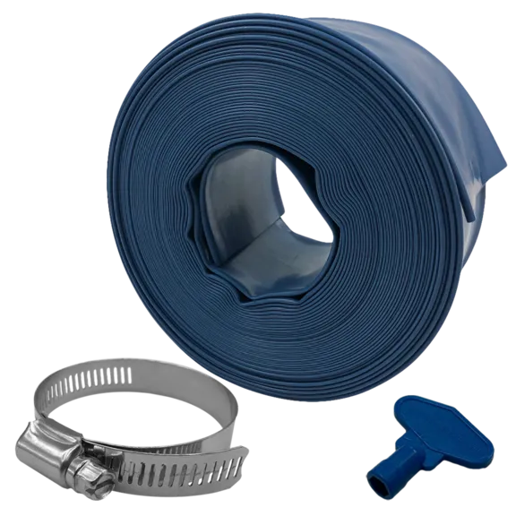 Puri Tech Heavy-Duty 2"x50ft Pool Filter Backwash Hose with Clamps - Weather and Chemical Resistant Vinyl