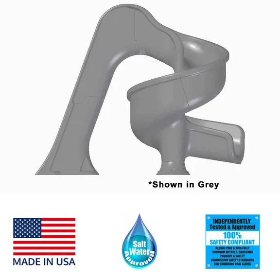 Global Pool Products Deck Mounted Inground Swimming Pool Water Slide TSUNAMI, Grey