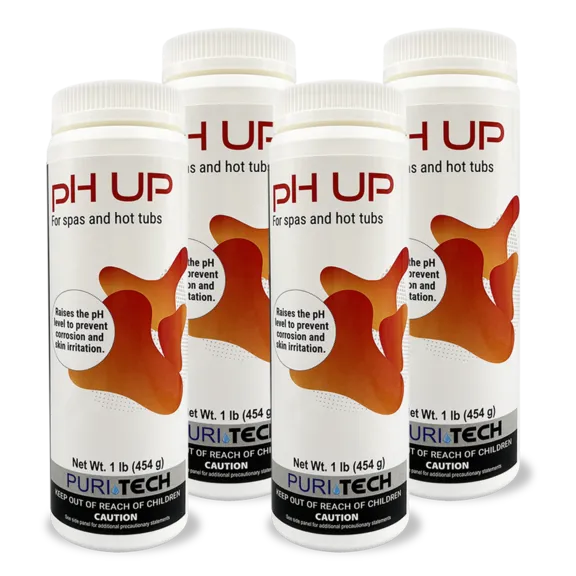 Puri Tech Spa 4 Pack pH Increaser - Enhances Sanitizer Effectiveness in Spas and Hot Tubs, 1lb Each