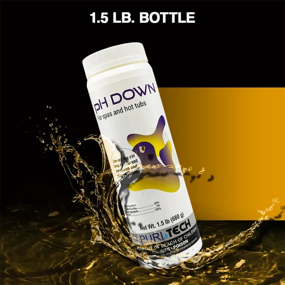 Puri Tech Spa 2-Pack pH Down - Increases Sanitizer Effectiveness and Lowers pH, Alkalinity in Spa Water, 1.5lbs