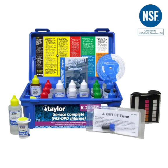Taylor Technologies Service Complete kit for Chlorine, pH, Alkalinity, Hardness, CYA - 2 oz bottles
