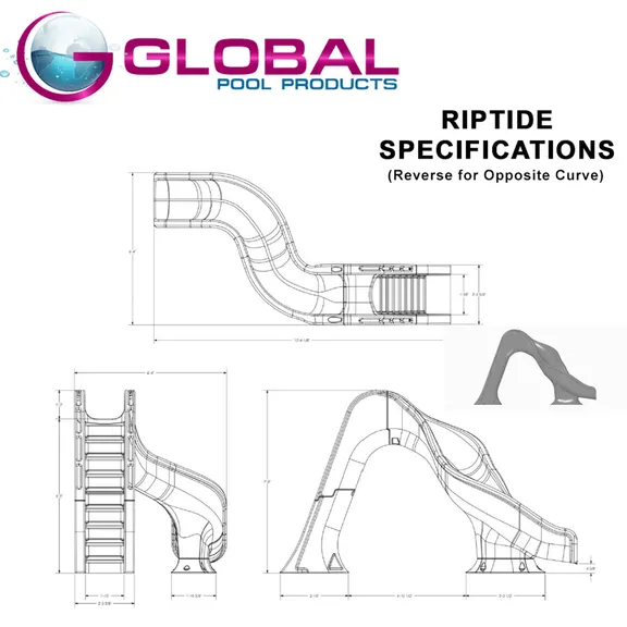 Global Pool Products Sand Colored RIP TIDE Right Curve Deck Mounted Inground Swimming Pool Water Slide