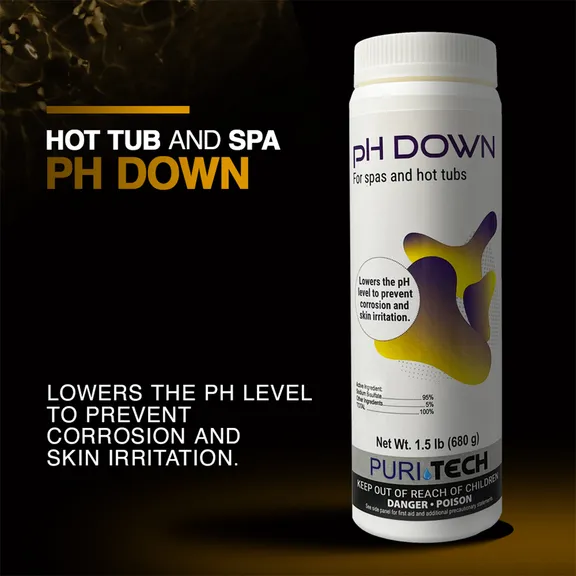 Puri Tech Spa 1.5lbs pH Down Granular for Lowering pH, Alkalinity, and Enhancing Sanitizer Effectiveness