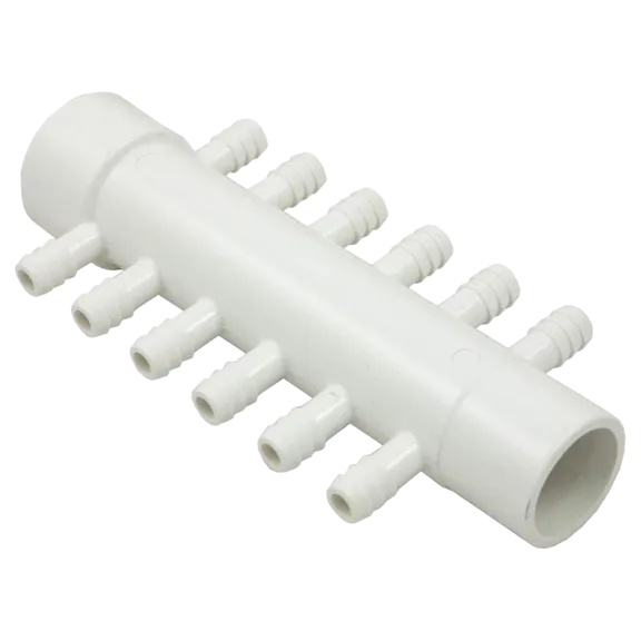 Waterway Plastics 1" SKT X 1" Spig Manifold with 12 3/8" Barbs
