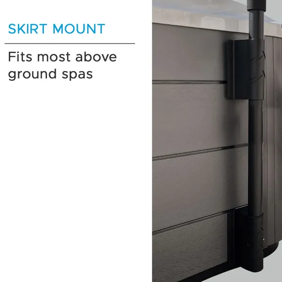 Puri Tech 2" Portable Safety Handrail with Skirt Mount for Spa, Foam Grip, Indoor/Outdoor, Black