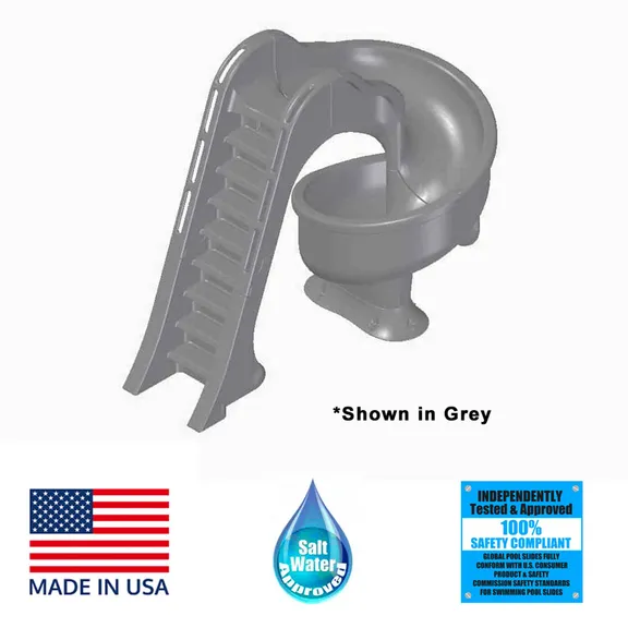 Global Pool Products Deck Mounted Inground Swimming Pool Water Slide TSUNAMI, Grey