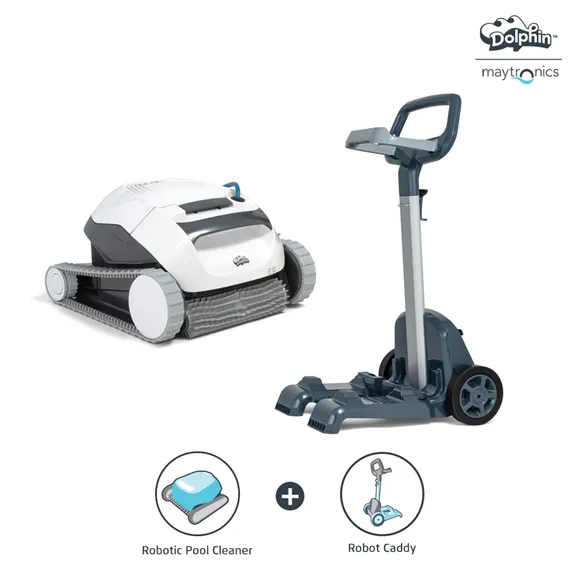 Dolphin E10 Universal Robotic Pool Vacuum Cleaner with Caddy