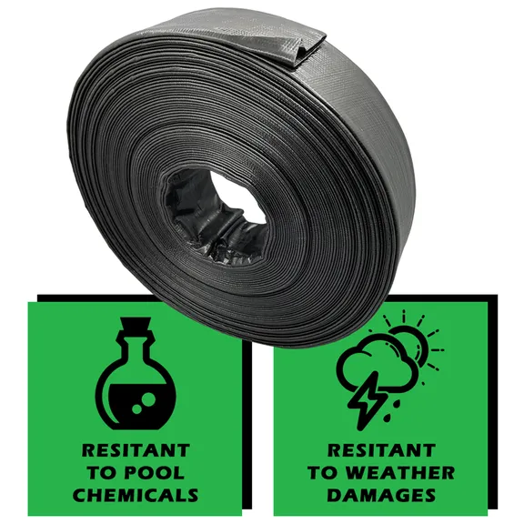 Primal Accessories Commercial Grade 1.5-inch x 100-feet Backwash Hose with 3 Bar / 43.5 psi - Black