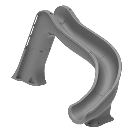 Global Pool Products Deck Mounted Inground Swimming Pool Water Slide Right Curve, Gray