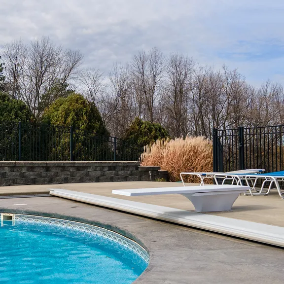 Global Pool Products 8' Diving Board Stand with Jig, 3 Bolt Base Replacement in Sand Colour for In-ground Pools