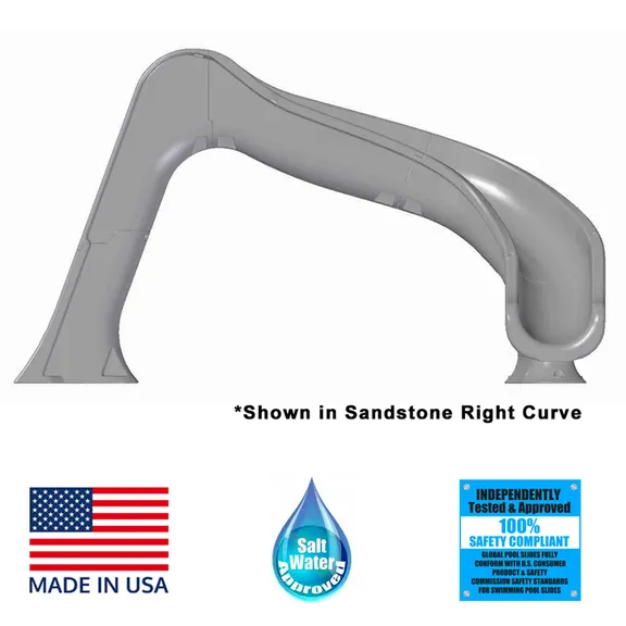 Global Pool Products Deck Mounted Inground Swimming Pool Water Slide Right Curve, Gray