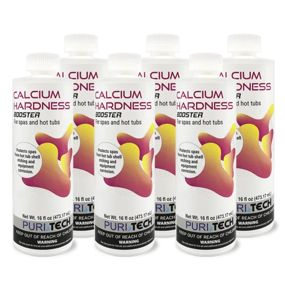 Puri Tech Spa Calcium Hardness Booster 6 Pack - Prevents Etching and Corrosion in Spas and Hot Tubs, 16oz.