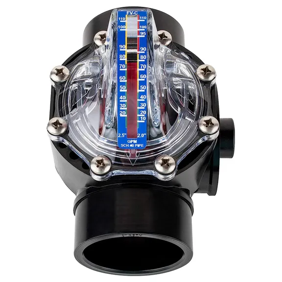Control FlowVis 2 x 2.5" Complete Pool Flow Meter and Check Valve. Scale in GPM
