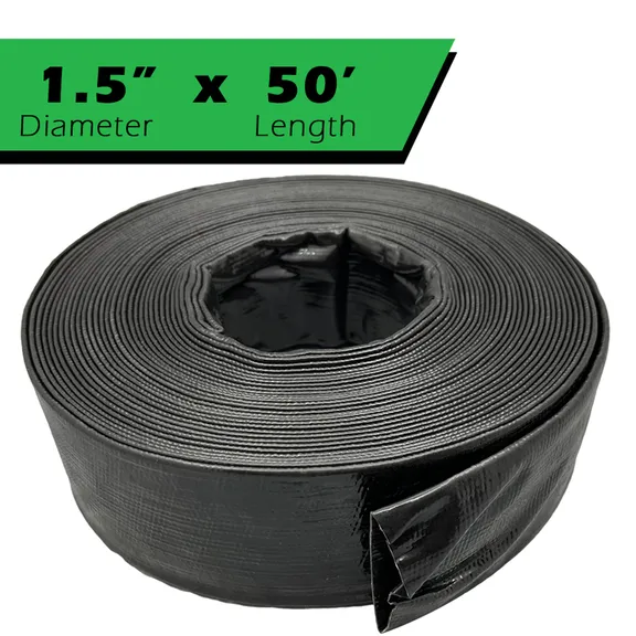Primal Accessories Commercial Grade 1.5 inch x 50 feet Black Backwash Hose with 3 Bar / 43.5 psi Capacity