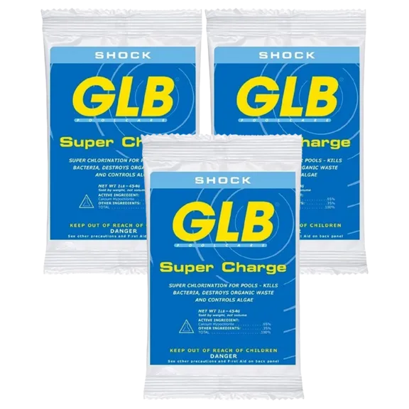 GLB Super Charge Shock Oxidizer for Pool Cleaning, 1 lb Bag (Pack of 3)