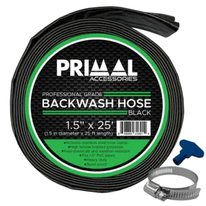 Primal Accessories Commercial Grade 1.5-inch x 25-feet Black Backwash Hose with 3 Bar/43.5 psi Capacity