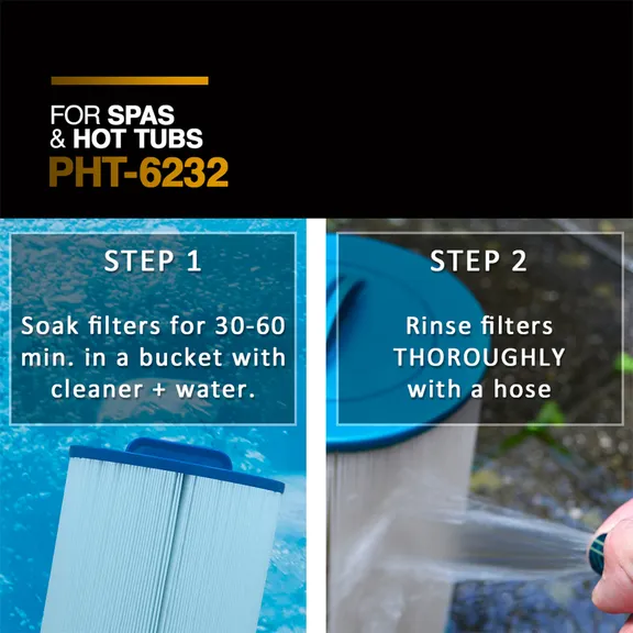 Puri Tech Spa Soak Filter Cleaner Effectively Removes Minerals and Oils from Spa/Hot Tub Filter Cartridges 32oz (Pack of 6)