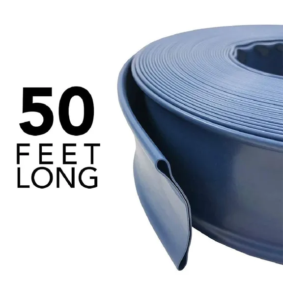 Puri Tech Heavy-Duty 2"x50ft Pool Filter Backwash Hose with Clamps - Weather and Chemical Resistant Vinyl