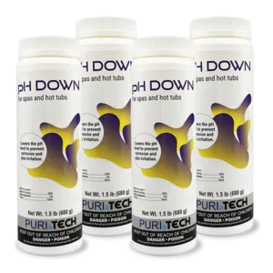 Puri Tech Spa pH Down 4-Pack - Enhances Sanitizer Effectiveness by Lowering pH and Total Alkalinity in Spa Water, 1.5 lbs