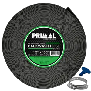 Primal Accessories Commercial Grade 1.5-inch x 100-feet Backwash Hose with 3 Bar / 43.5 psi - Black