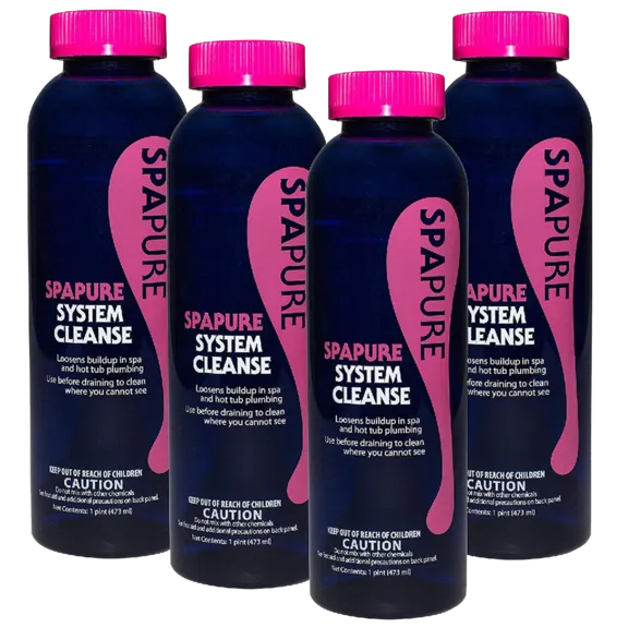 SpaPure System Cleanse Pipe and Water Treatment for Spas, 1 Pint Each (Pack of 4)
