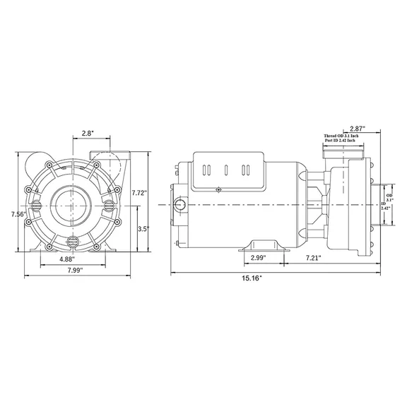 LX 2-Speed Pump with 2" Fittings, 1.0HP, 115V 10.3A / 3.8A 48WUA1001C-II