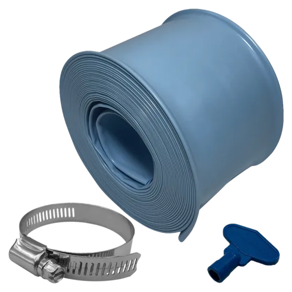 Puri Tech Durable 2in x 25ft Pool Filter Backwash Hose with Clamps - Weather and Chemical Resistant Vinyl