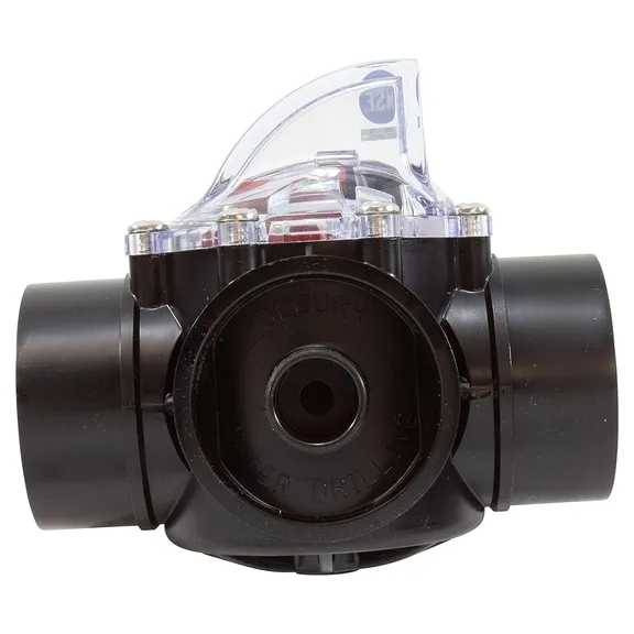Valve body with non-sealing check valve for 2” Sch.40 pipe. Scale in GPM