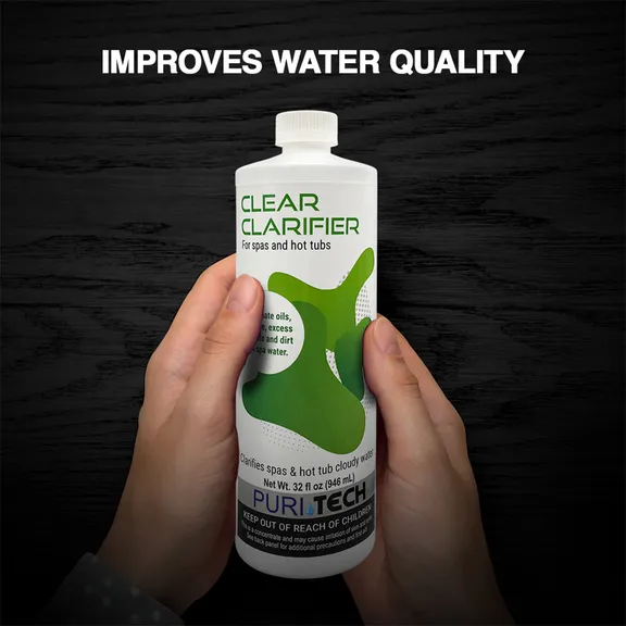 Puri Tech Spa Clear 32oz - Water Clarifier for Cloudiness, Dirt, and Foam Elimination, Extends Filter Life
