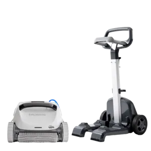 Maytronics Dolphin Explorer E50 Automatic Robotic Pool Cleaner and Universal Caddy Set