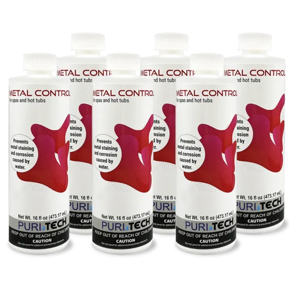 Puri Tech Spa Metal Control Pack of 6 - Iron, Copper and Other Minerals Isolation to Prevent Staining, 16oz Each