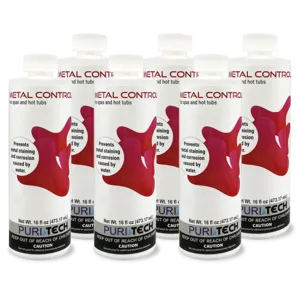 Puri Tech Spa Metal Control Pack of 6 - Iron, Copper and Other Minerals Isolation to Prevent Staining, 16oz Each