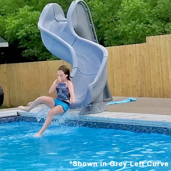 Global Pool Products Deck Mounted Inground Swimming Pool Water Slide Left Curve, Sand