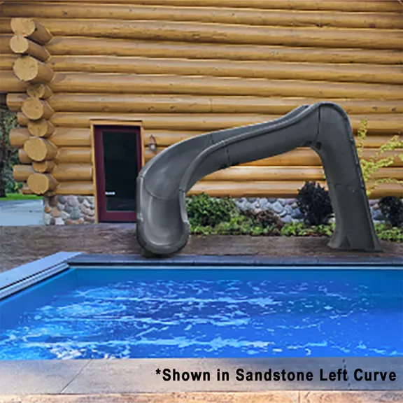 Global Pool Products Deck Mounted Inground Swimming Pool Water Slide Left Curve, Grey