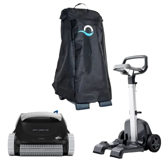 Dolphin Explorer E30 Automatic Robotic Pool Cleaner with WiFi, Caddy, and Cover