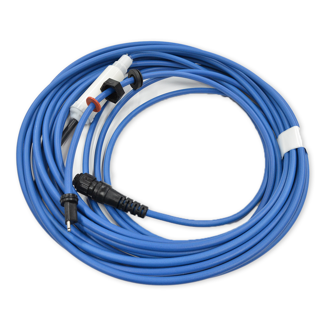 Cable fino 2 hilos, azul, con Swivel, 18 m