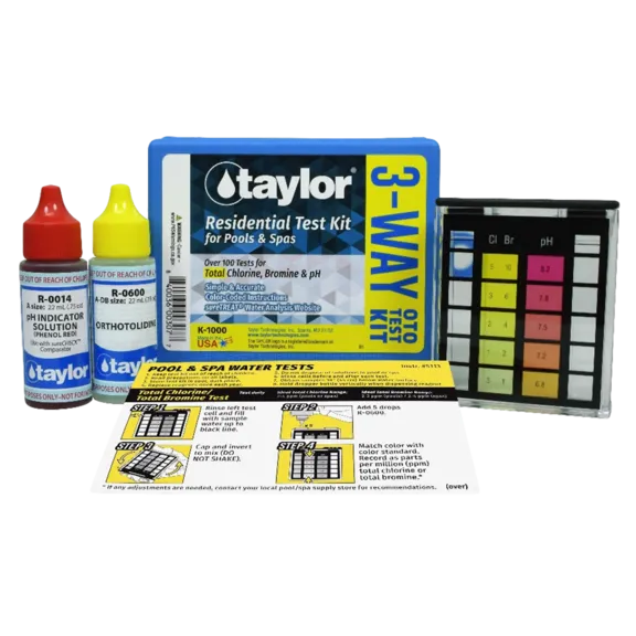 Taylor Technologies&reg; Spa and Pool Test Kit for Chlorine, Bromine, and pH, 0.75 oz Bottles, 2-Pack