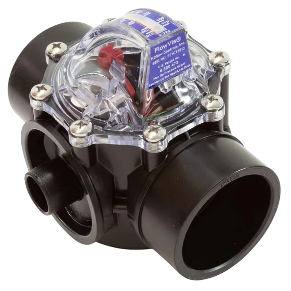 Valve body with non-sealing check valve for 2” Sch.40 pipe. Scale in GPM