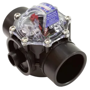 Valve body with non-sealing check valve for 2” Sch.40 pipe. Scale in GPM