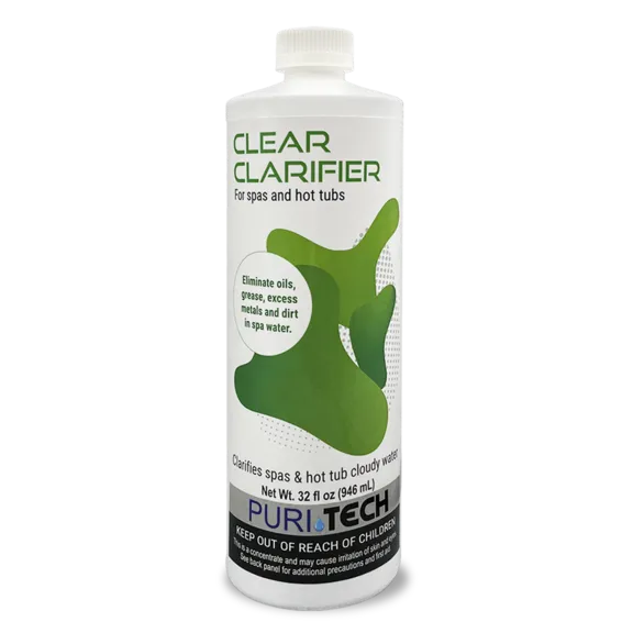 Puri Tech Spa Clear 32oz - Water Clarifier for Cloudiness, Dirt, and Foam Elimination, Extends Filter Life