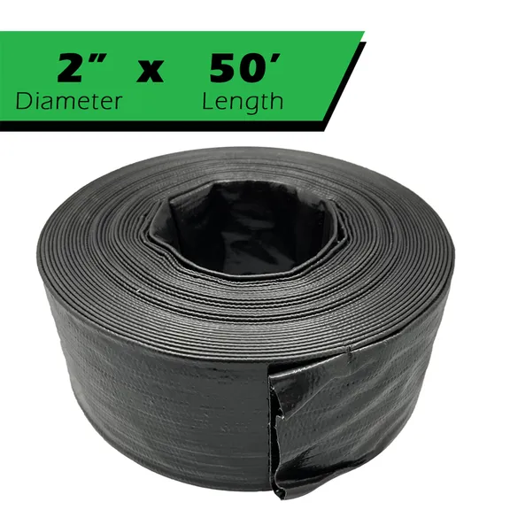 Primal Accessories Commercial Grade 2-inch x 50-feet Black Backwash Hose with 3 Bar / 43.5 psi