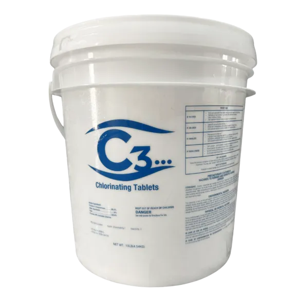 C3 Long-Lasting 3" Swimming Pool and Spa Tri-Chlor Cleaner Chlorine Tablets - 10lb.