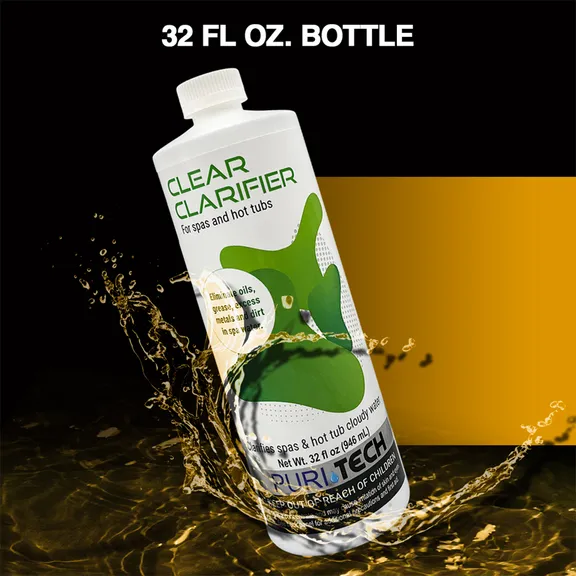 Puri Tech Spa Clear Clarifier 6-Pack: Foamy Water Cleaner, Dirt Eliminator, and Filter Life Extender, 32oz