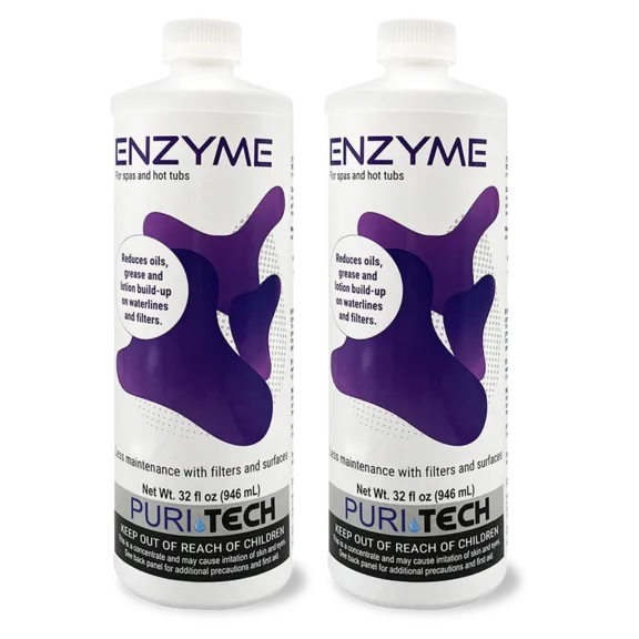Puri Tech Spa Enzyme Clarifier Reduces Scum Lines and Buildup on Spas and Filters, 32oz (Pack of 2)