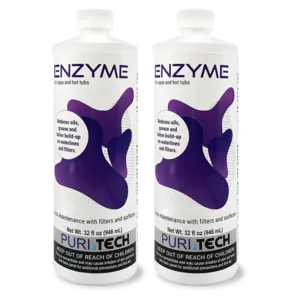 Puri Tech Spa Enzyme Clarifier Reduces Scum Lines and Buildup on Spas and Filters, 32oz (Pack of 2)