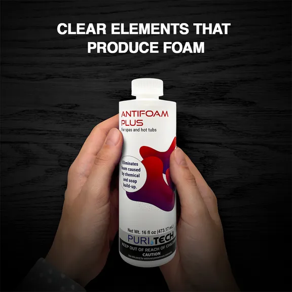 Puri Tech Spa Concentrated Anti-Foam Plus, All-Purpose Surface Cleaner Fast-Acting Formula for Spa and Hot Tub Dirt and Grime 16oz