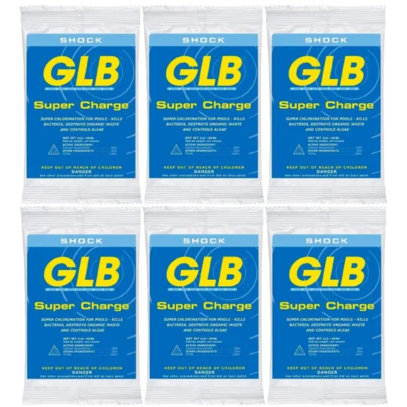 GLB Super Charge Shock Oxidizer for Pool Cleaning, 1 lb Bag (Pack of 6)