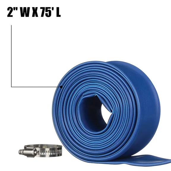 Blue Devil 2" X 75' Long 22 Mil Durable Backwash Hose with Clamp for Swimming Pools